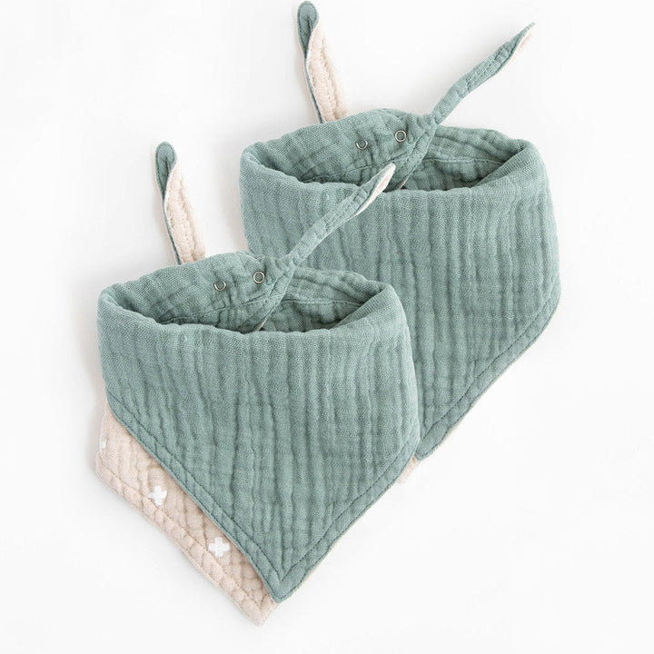 Little Unicorn Cotton Muslin Reversible Bandana Bib 2 Pack | Taupe Cross