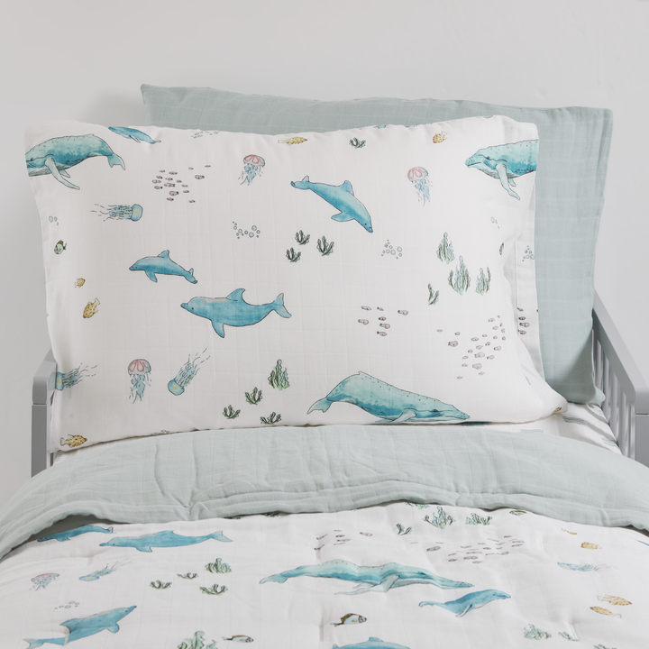 Little Unicorn Cotton Muslin Pillowcase 2-Pack | Whales