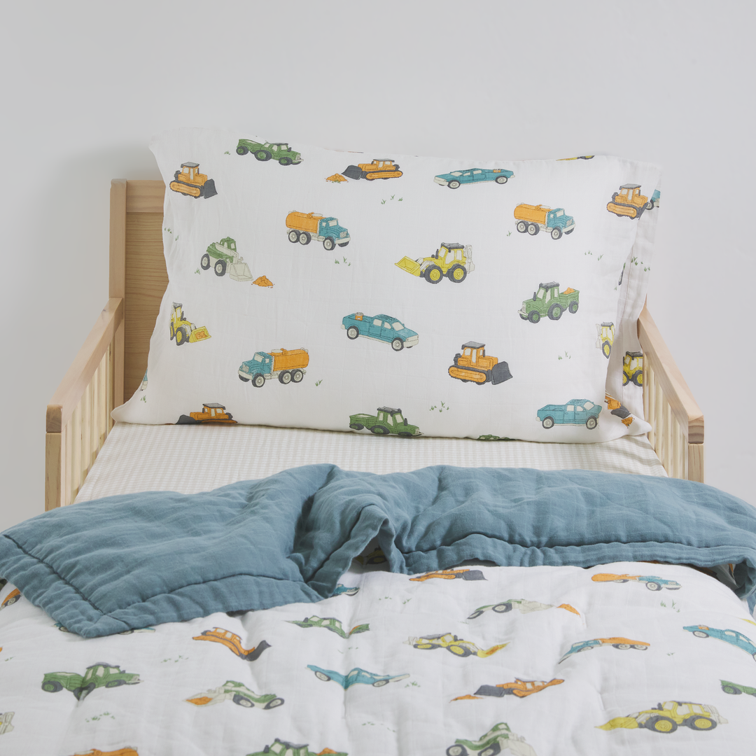 Little Unicorn Cotton Muslin Toddler Bedding 3 Piece Set | Work Trucks