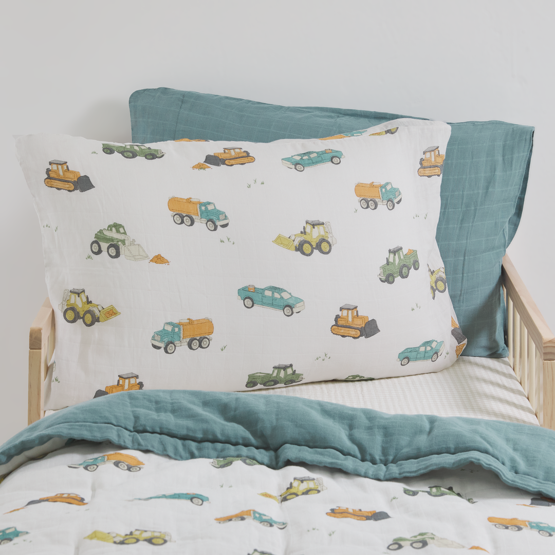 Little Unicorn Cotton Muslin Pillowcase 2-Pack | Work Trucks
