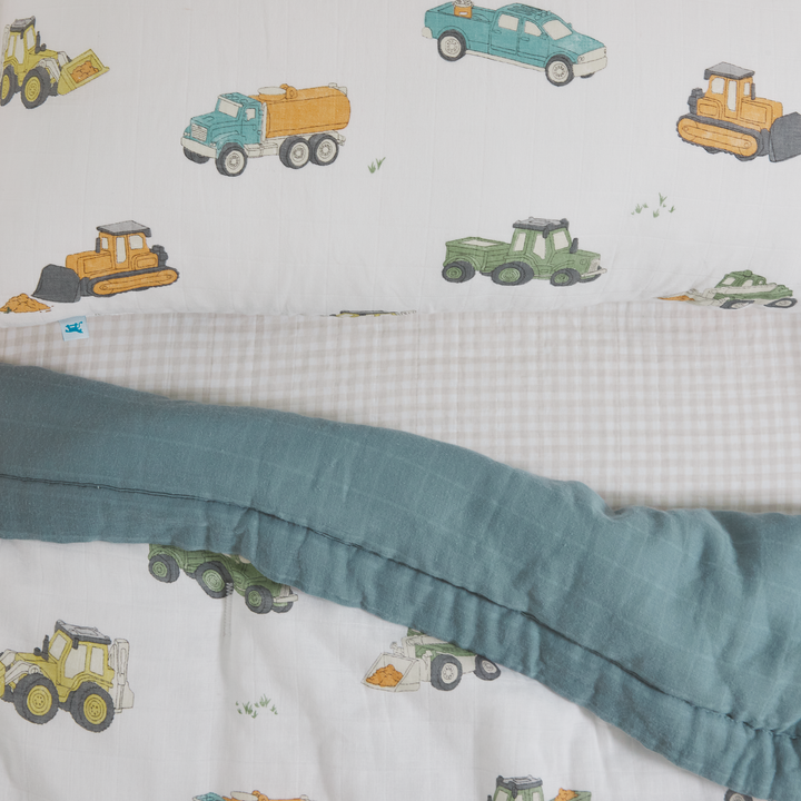 Little Unicorn Cotton Muslin Toddler Bedding 3 Piece Set | Work Trucks
