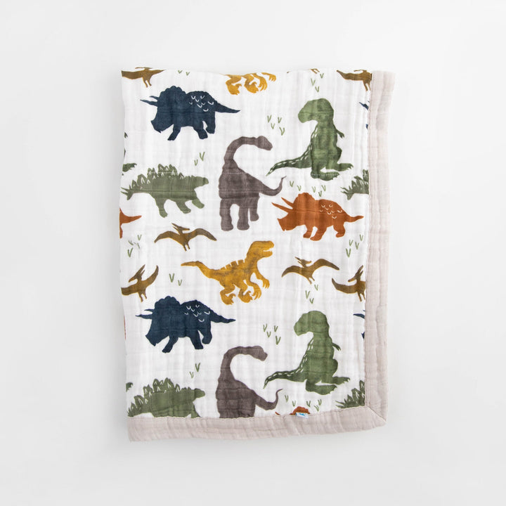 Little Unicorn Cotton Muslin Baby Quilt | Dino Friends