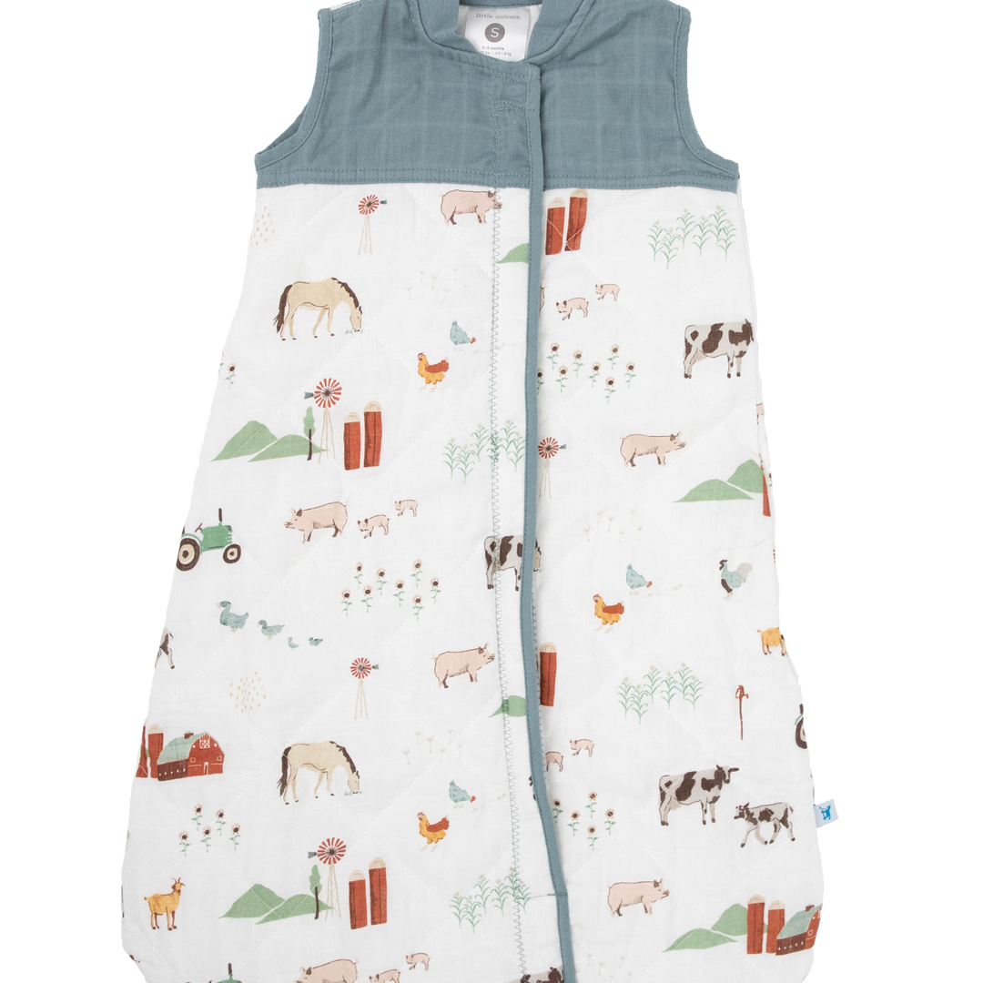 Little Unicorn Cotton Muslin Quilted Sleep Bag | Farmyard