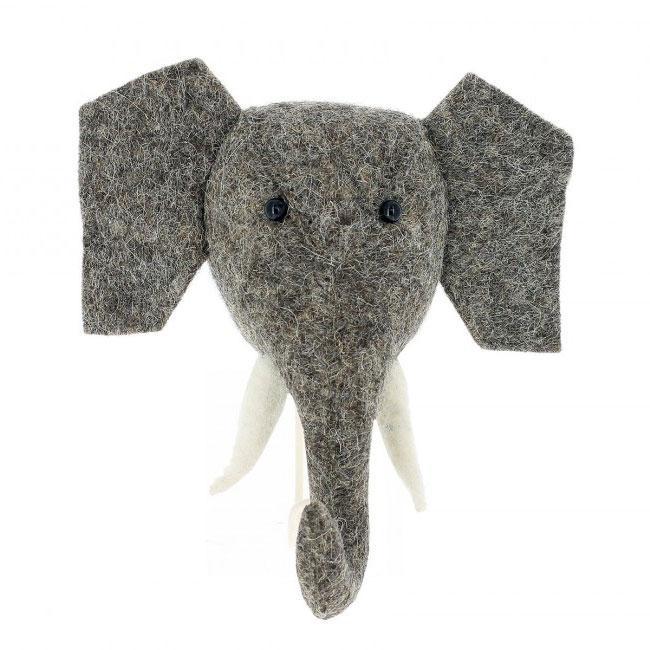 Fiona Walker Mini Felt Animal Head Elephant with Tusks