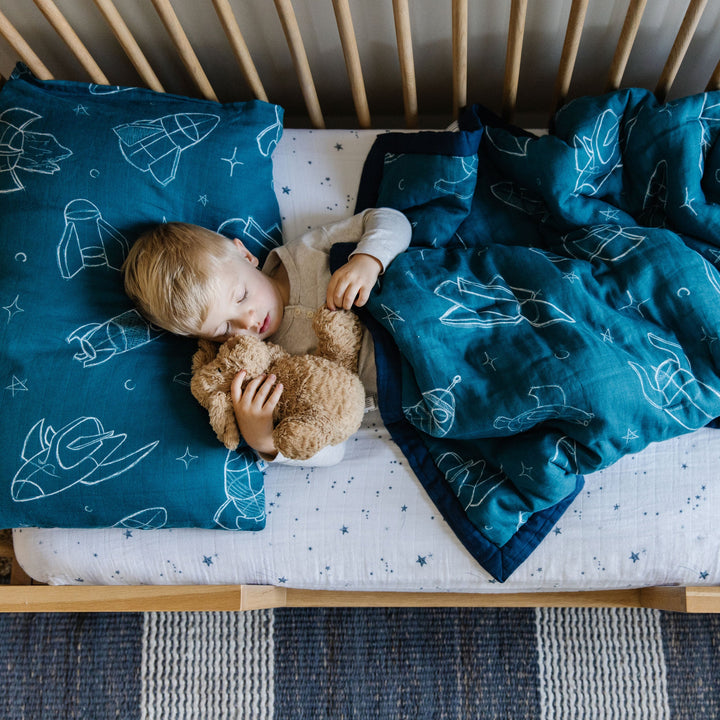 Little Unicorn Cotton Muslin Pillowcase 2-Pack | Blast Off