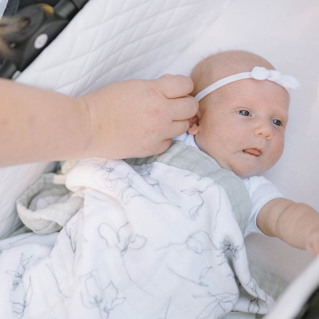 Little Unicorn Organic Cotton Muslin Baby Quilt | Pencil Floral