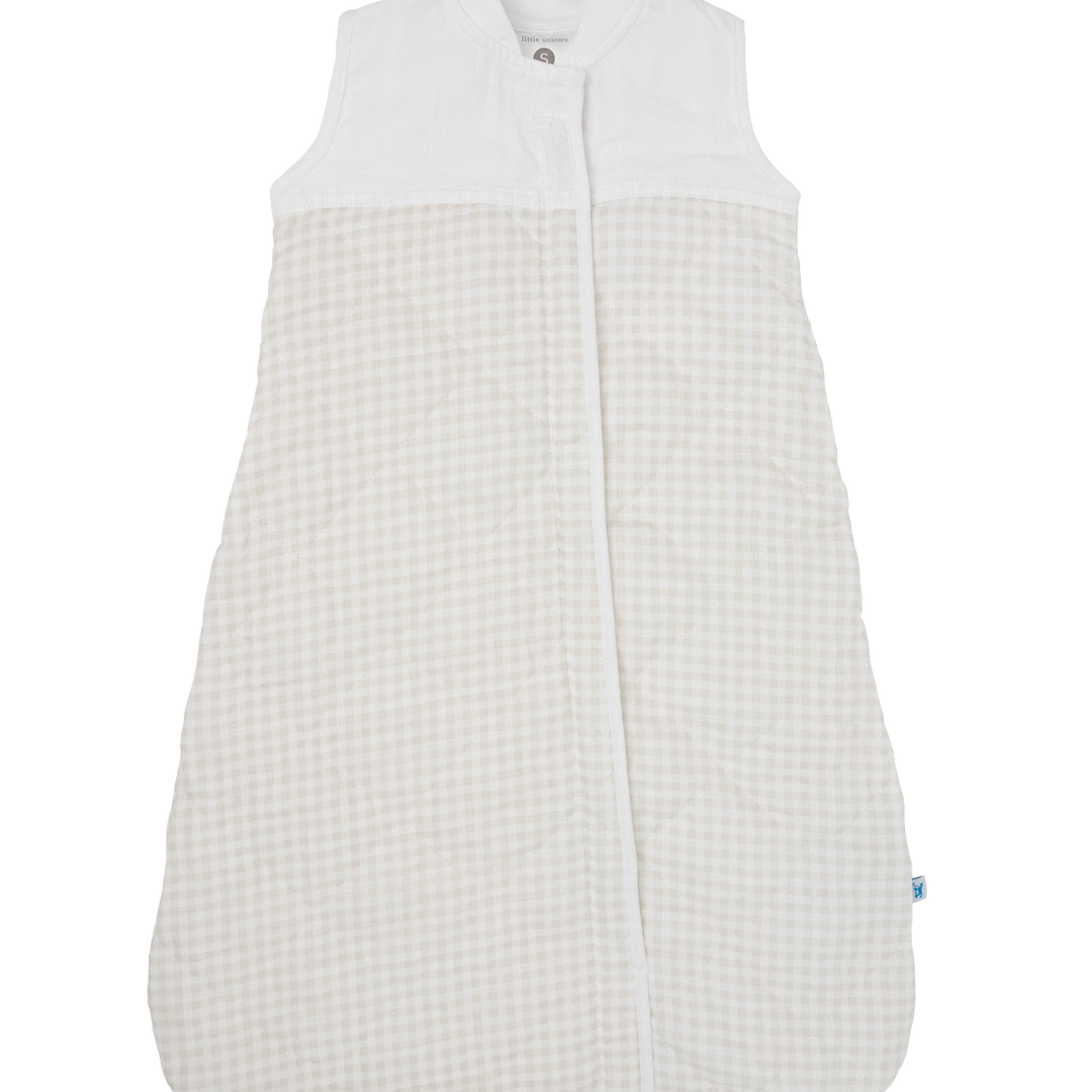 Little Unicorn Cotton Muslin Quilted Sleep Bag | Tan Gingham