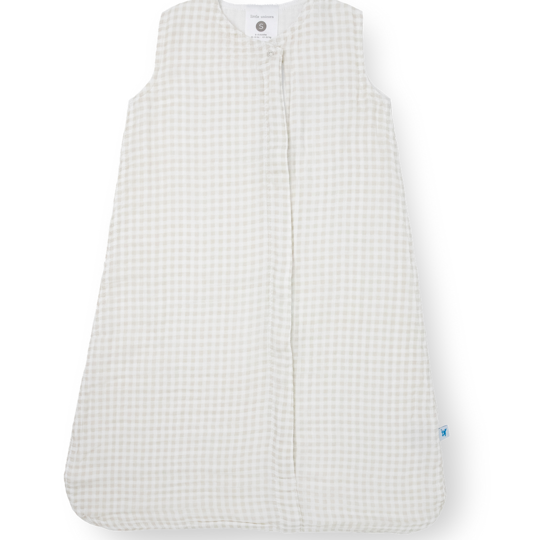 Little Unicorn Cotton Muslin Sleep Bag | Tan Gingham