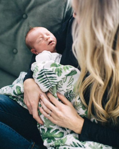 Little Unicorn Cotton Muslin Swaddle Blanket | Tropical Leaf