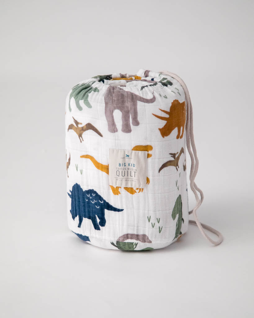 Little Unicorn Cotton Muslin Quilted Throw | Dino Friends