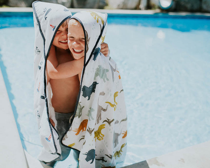 Little Unicorn Infant Hooded Towel & Washcloth Set | Dino Friends