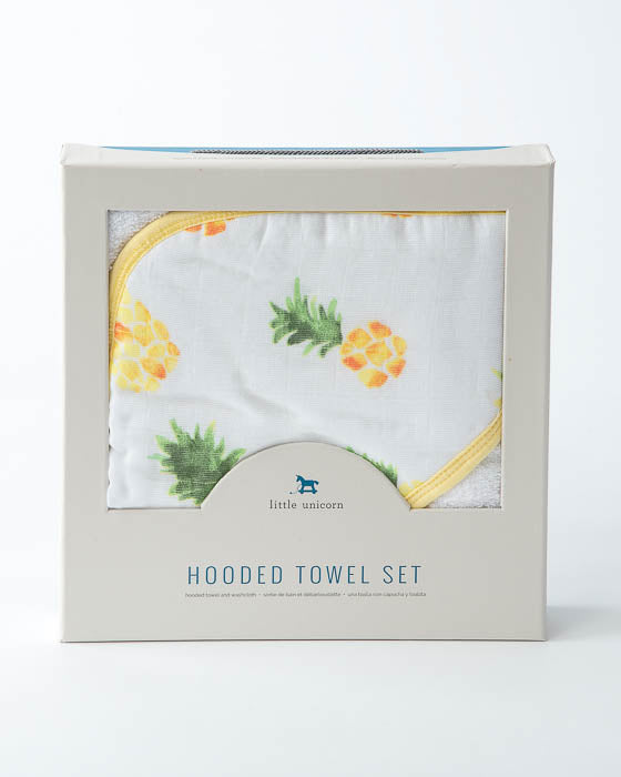 Little Unicorn Infant Hooded Towel & Washcloth Set | Pineapple
