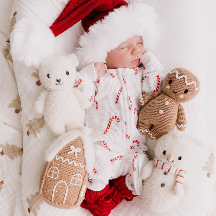 Cuddle + Kind Zip Romper | Classic Candy Cane Waffle