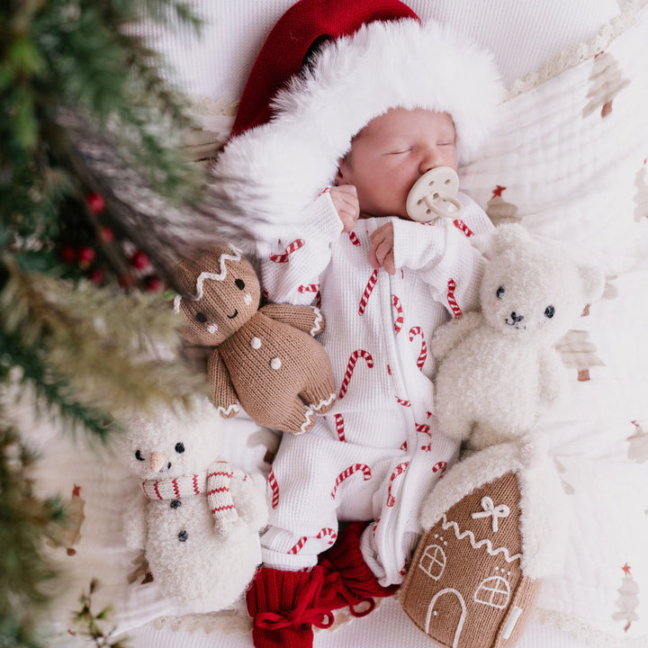 Cuddle + Kind Zip Romper | Classic Candy Cane Waffle