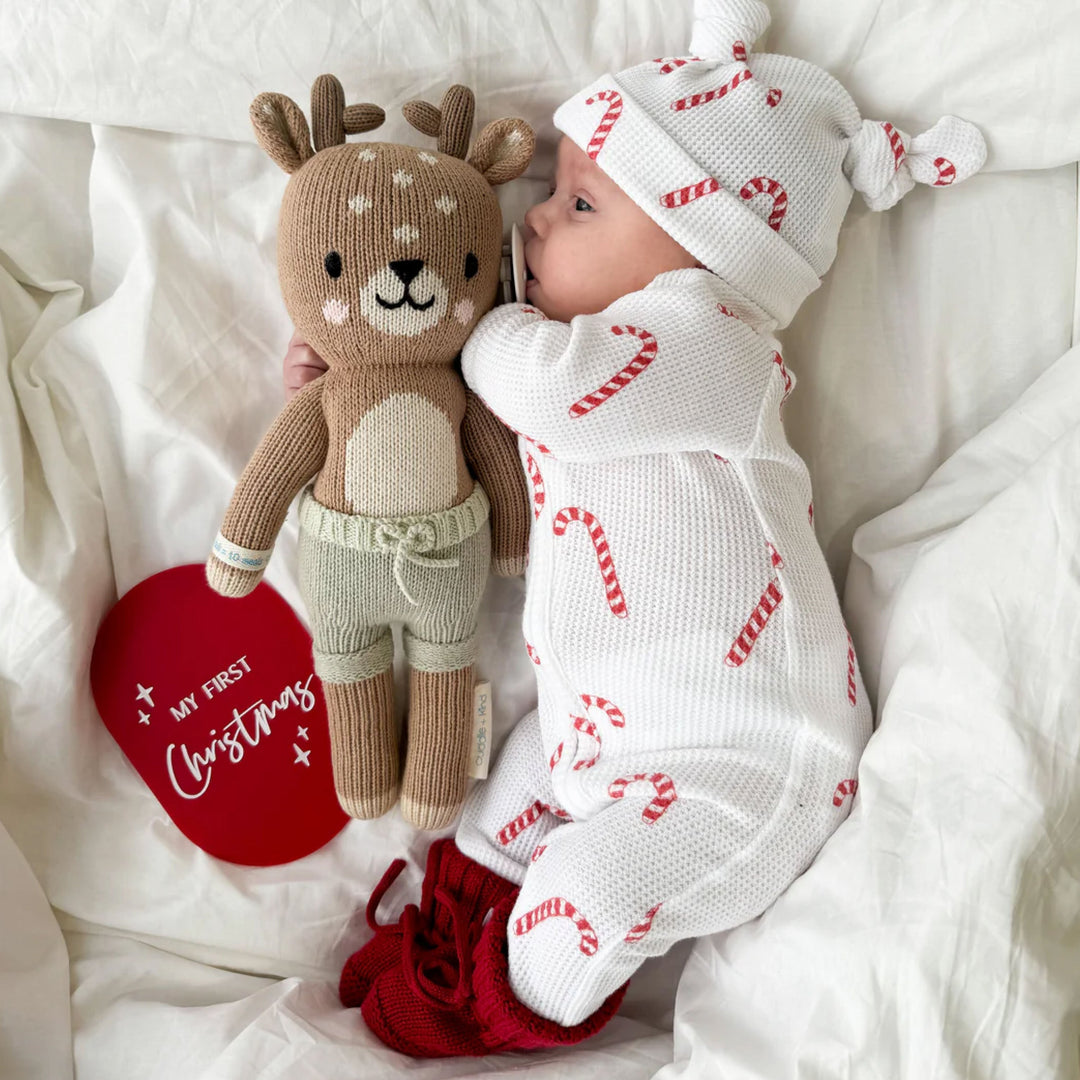 Cuddle + Kind Zip Romper | Classic Candy Cane Waffle