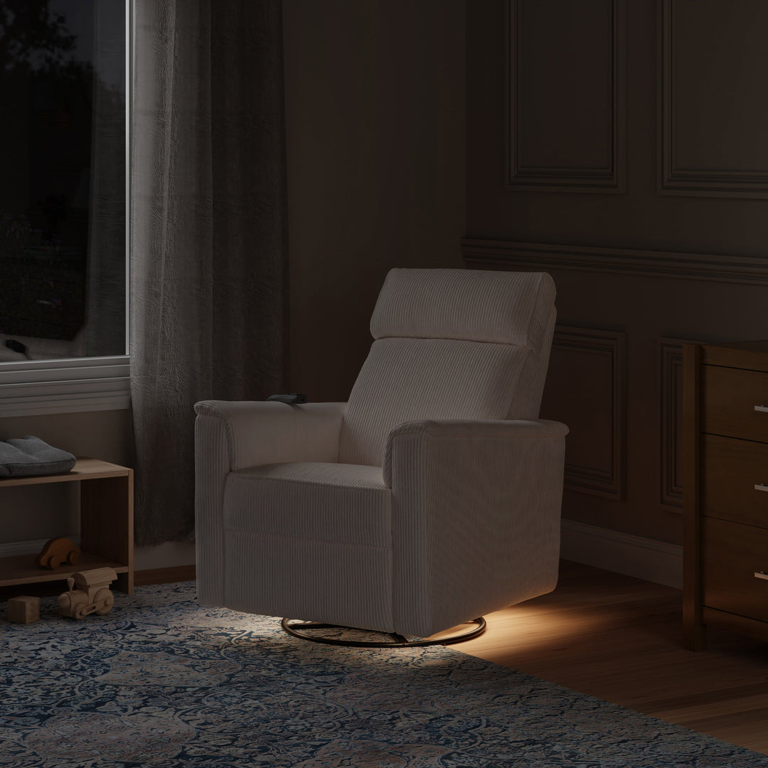 Monogram by Namesake Willa Deluxe Power Recliner and Swivel Glider with Heat + Massage | Ivory Corduroy | EXCLUSIVE!