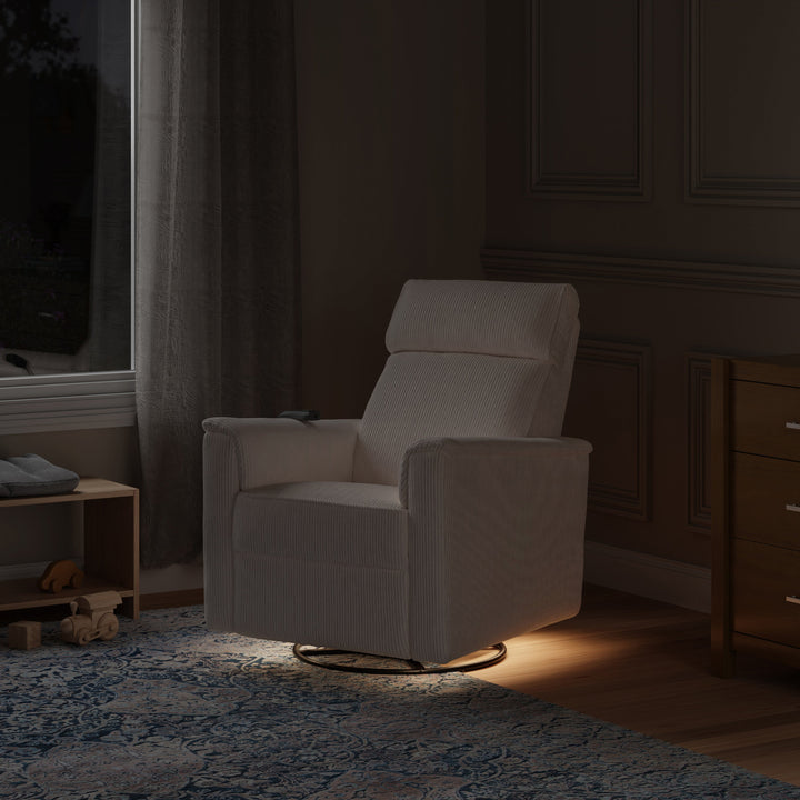 Monogram by Namesake Willa Deluxe Power Recliner and Swivel Glider with Heat + Massage | Ivory Corduroy | EXCLUSIVE!