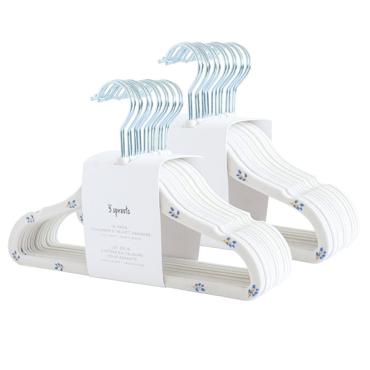 3 Sprouts Blueberry & Cream Velvet Non-Slip Hangers (30 Per Set)
