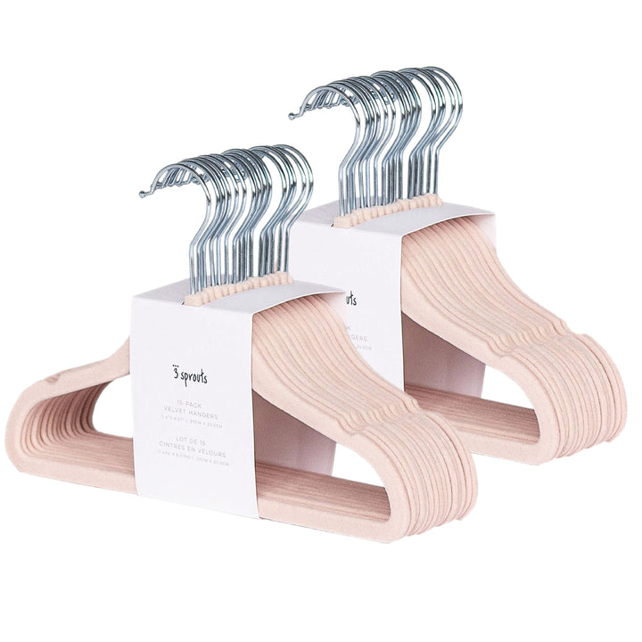 3 Sprouts Pink Velvet Non-Slip Hangers (30 Per Set)