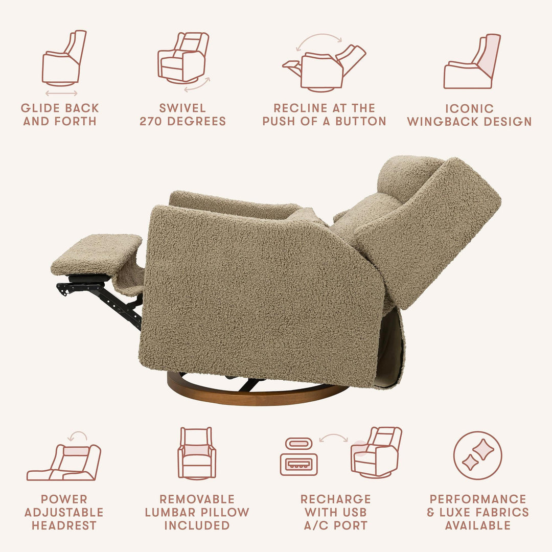 Babyletto Kiwi Plus Chair and a Half Power Recliner &amp; Swivel Glider with Power Adjustable Headrest and USB Port