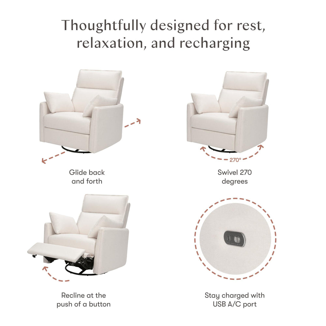 Babyletto Nori Extra Wide Electronic Recliner &amp; Swivel Glider with USB port