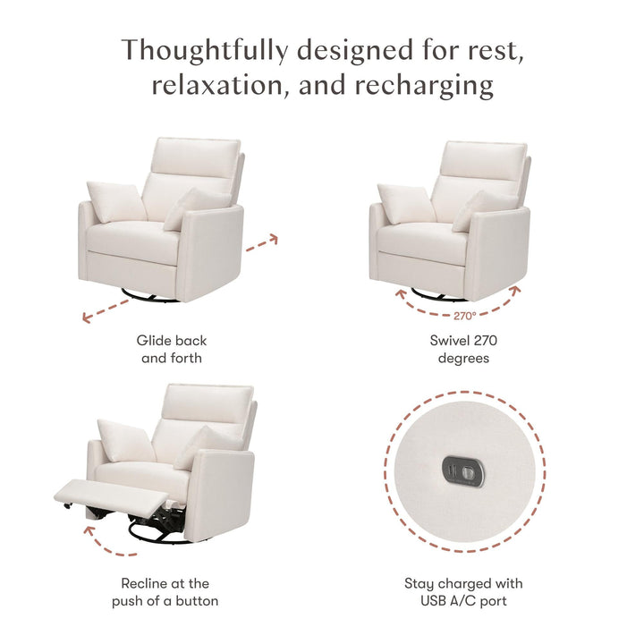 Babyletto Nori Extra Wide Electronic Recliner &amp; Swivel Glider with USB port