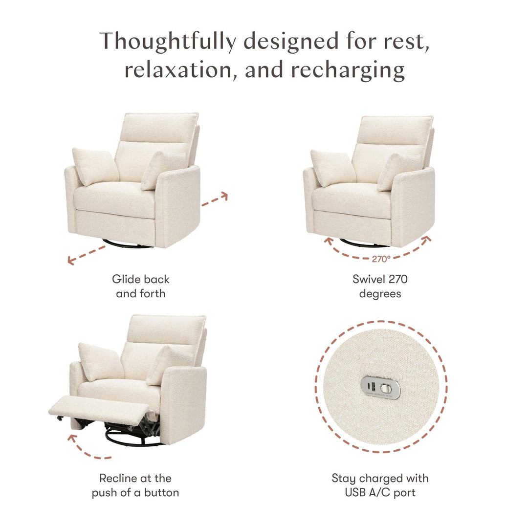 Babyletto Nori Extra Wide Electronic Recliner &amp; Swivel Glider with USB port