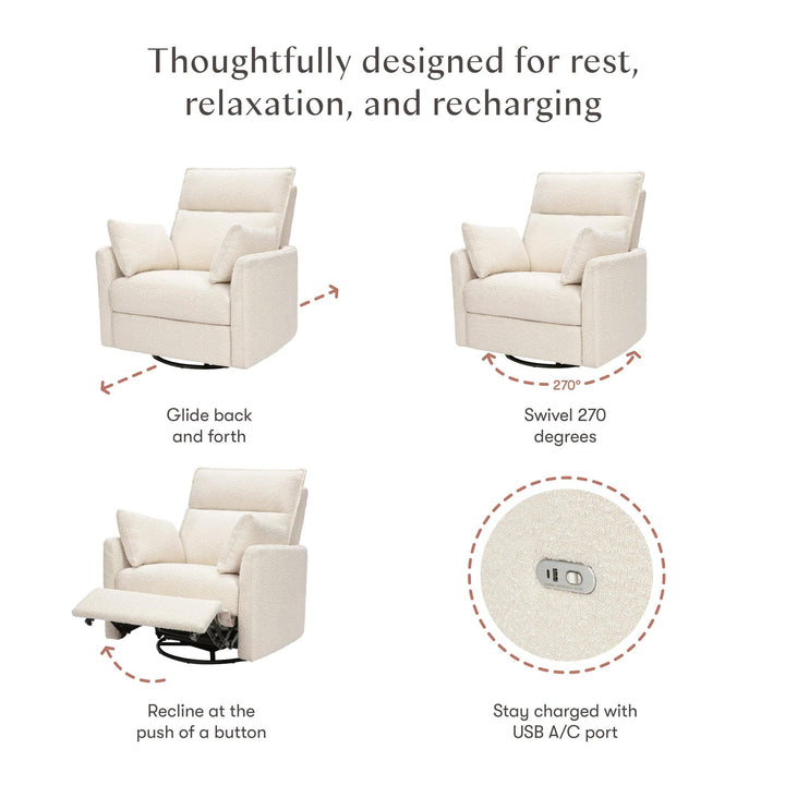 Babyletto Nori Extra Wide Electronic Recliner &amp; Swivel Glider with USB port