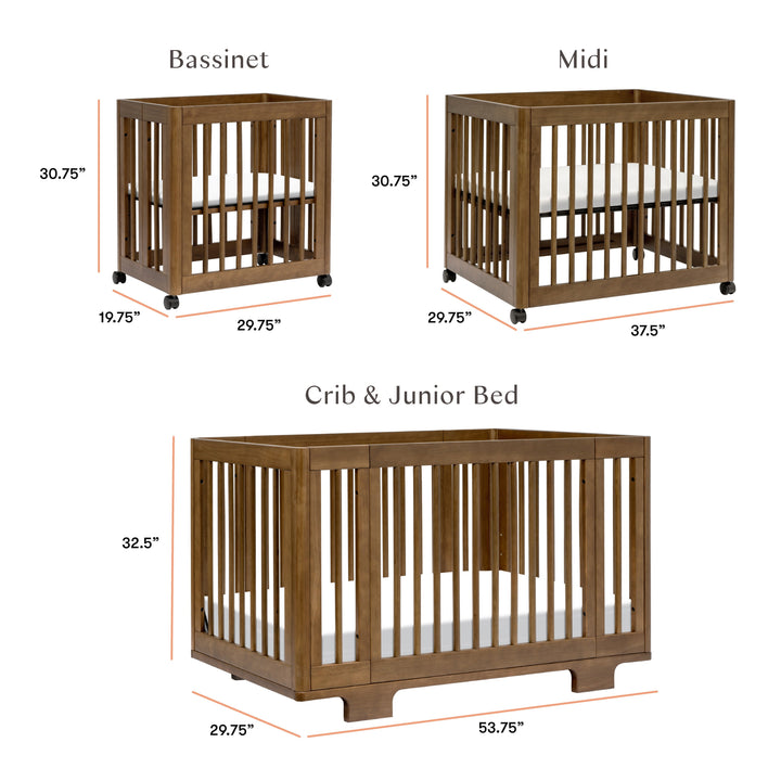 M23401NL,Babyletto,Yuzu 8-in-1 Convertible Crib w/All-Stages Conversion Kits in Natural Walnut