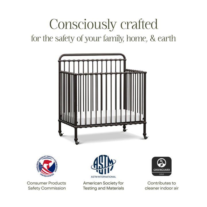 M15398UR,Namesake,Winston 4-in-1 Convertible Mini Crib in Vintage Iron