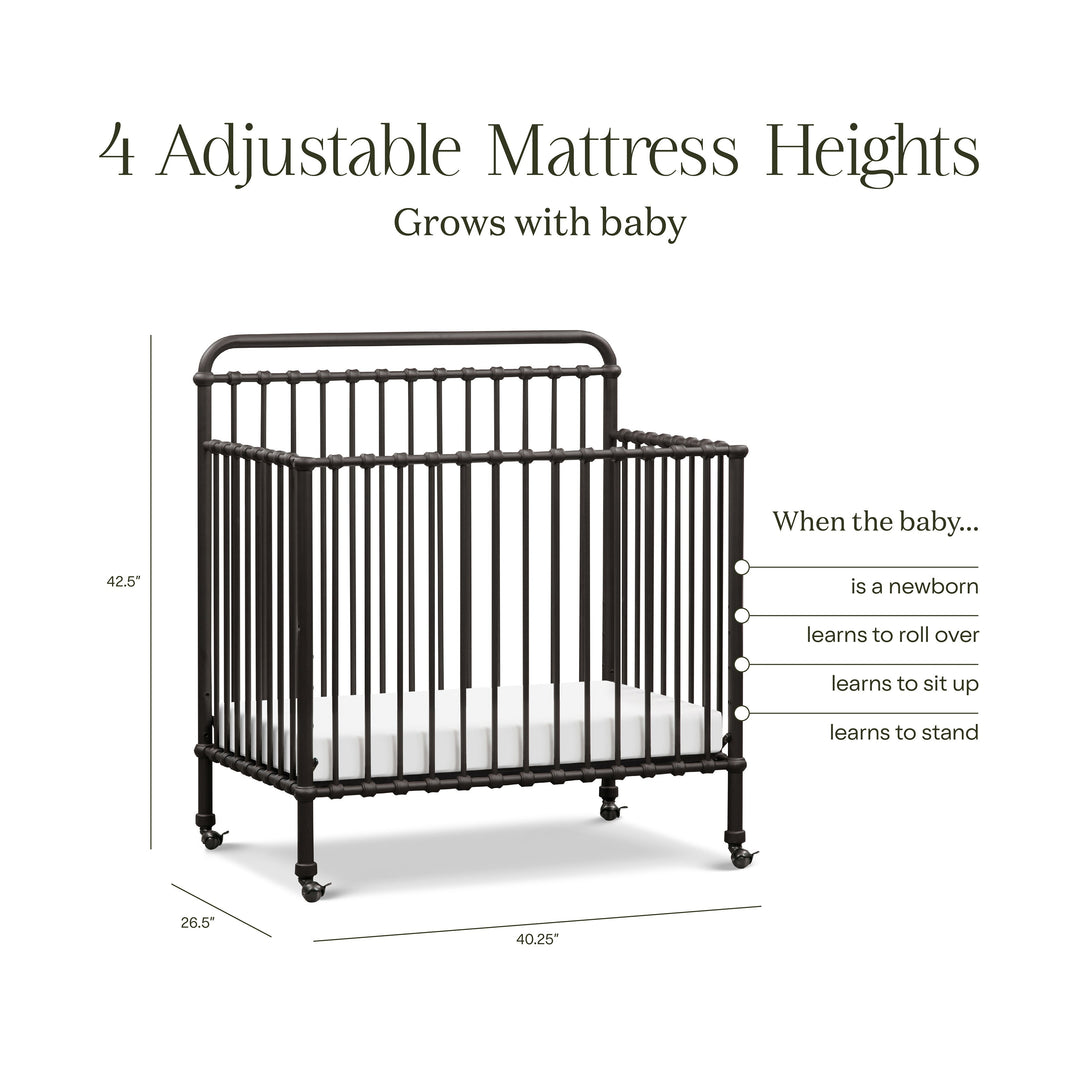 M15398UR,Namesake,Winston 4-in-1 Convertible Mini Crib in Vintage Iron