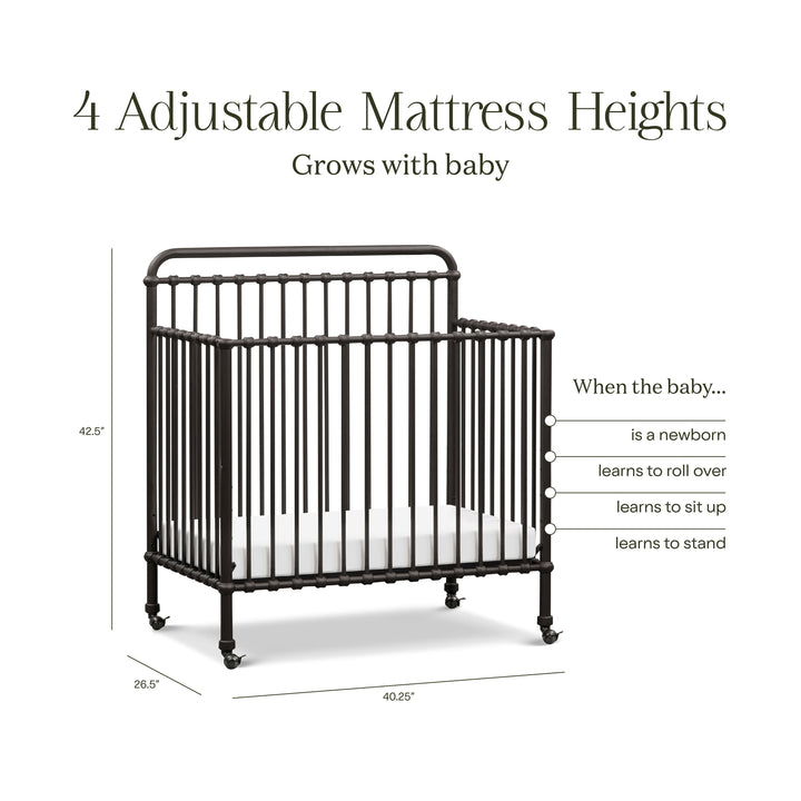 M15398UR,Namesake,Winston 4-in-1 Convertible Mini Crib in Vintage Iron