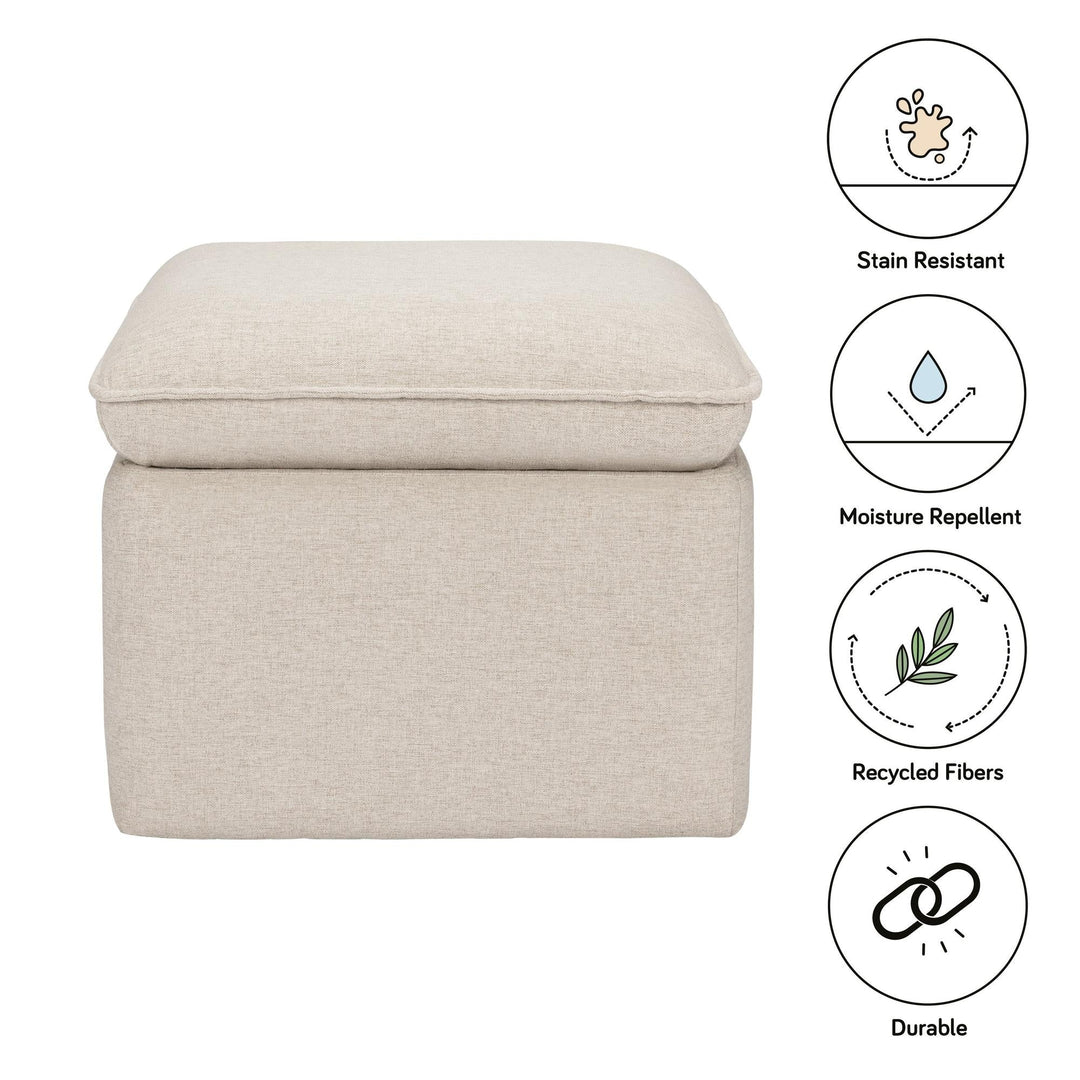 Babyletto Cali Storage Ottoman in Eco-Performance Fabric | Water Repellent &amp; Stain Resistant