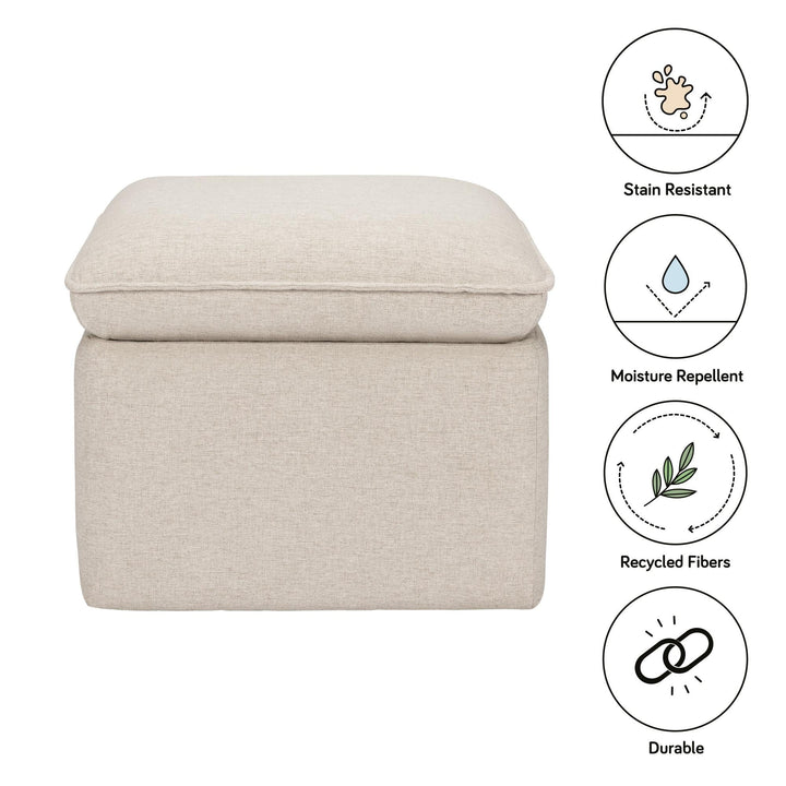 Babyletto Cali Storage Ottoman in Eco-Performance Fabric | Water Repellent &amp; Stain Resistant