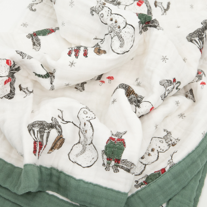 Little Unicorn Cotton Muslin Quilted Throw | Snow Day