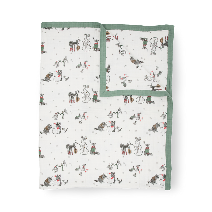 Little Unicorn Cotton Muslin Quilted Throw | Snow Day