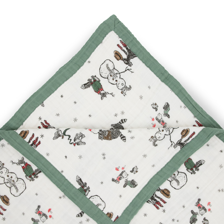 Little Unicorn Cotton Muslin Quilted Throw | Snow Day