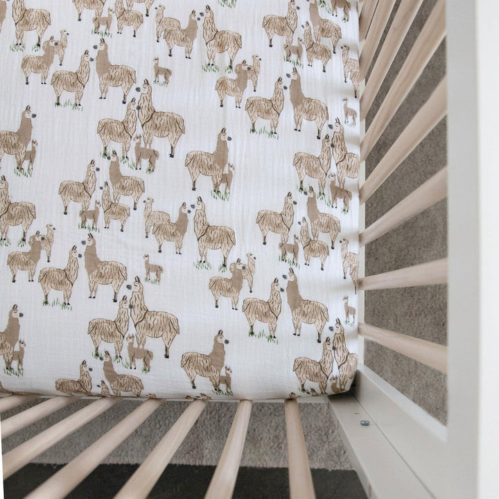 Little Unicorn Cotton Muslin Crib Sheet | Llama Llama