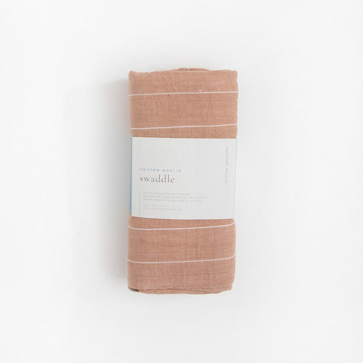 Little Unicorn Cotton Muslin Swaddle Blanket | Mauve Stripe