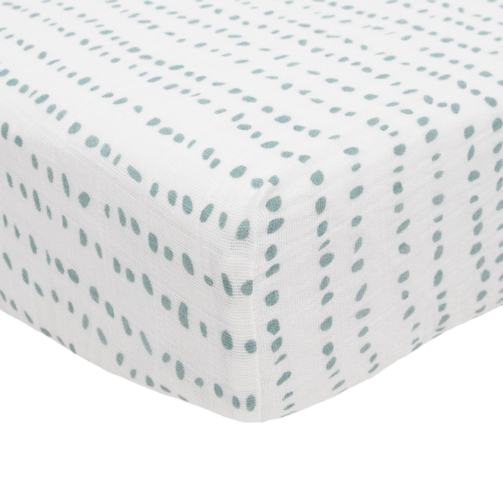 Little Unicorn Cotton Muslin Crib Sheet | Stone Stripe