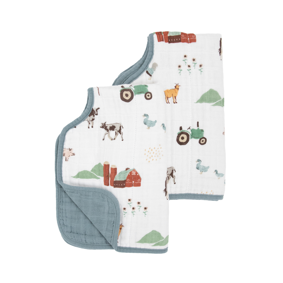 Little Unicorn Cotton Muslin Burp Cloth 2 Pack | Farmyard