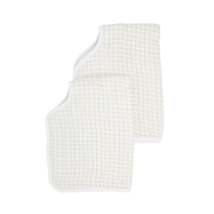 Little Unicorn Cotton Muslin Burp Cloth 2 Pack | Tan Gingham
