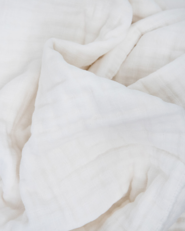 Little Unicorn Organic Cotton Muslin Baby Quilt | White