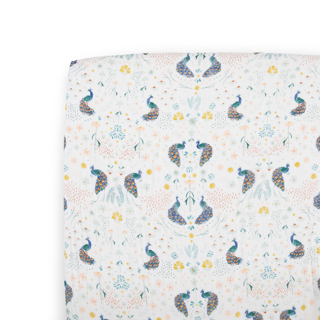 Little Unicorn Cotton Muslin Crib Sheet | Peacock
