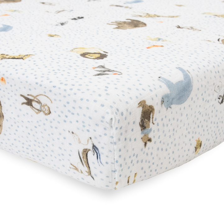 Little Unicorn Cotton Muslin Crib Sheet | Party Animals
