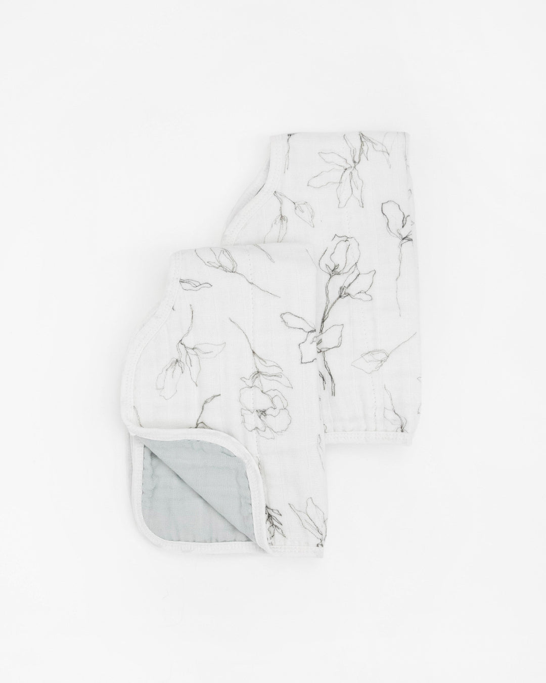 Little Unicorn Organic Cotton Muslin Burp Cloth 2 Pack | Pencil Floral + White Sage