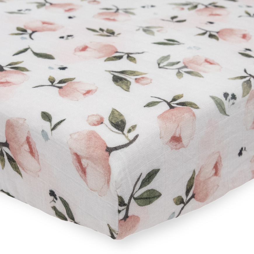 Little Unicorn Organic Cotton Muslin Crib Sheet | Watercolor Floret