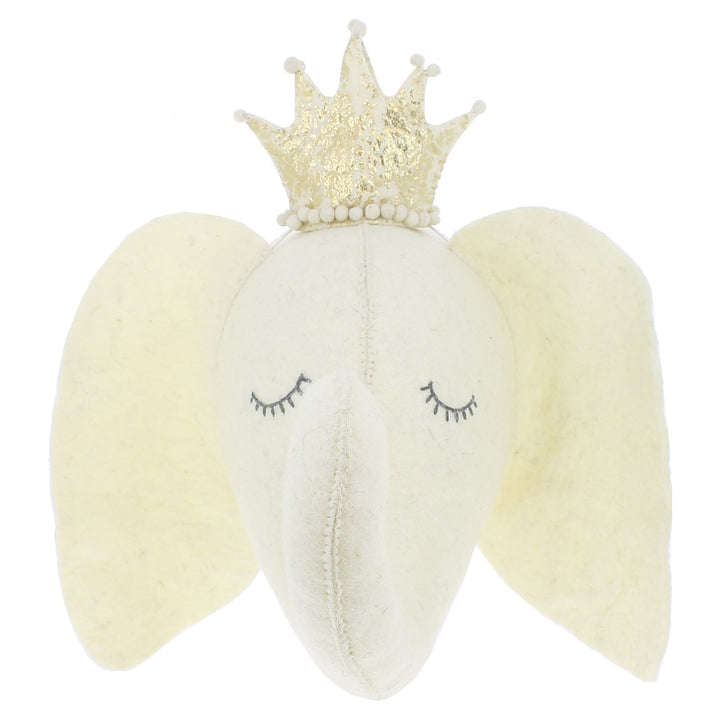 Fiona Walker Original Felt Animal Head Sleepy Elephant with Crown