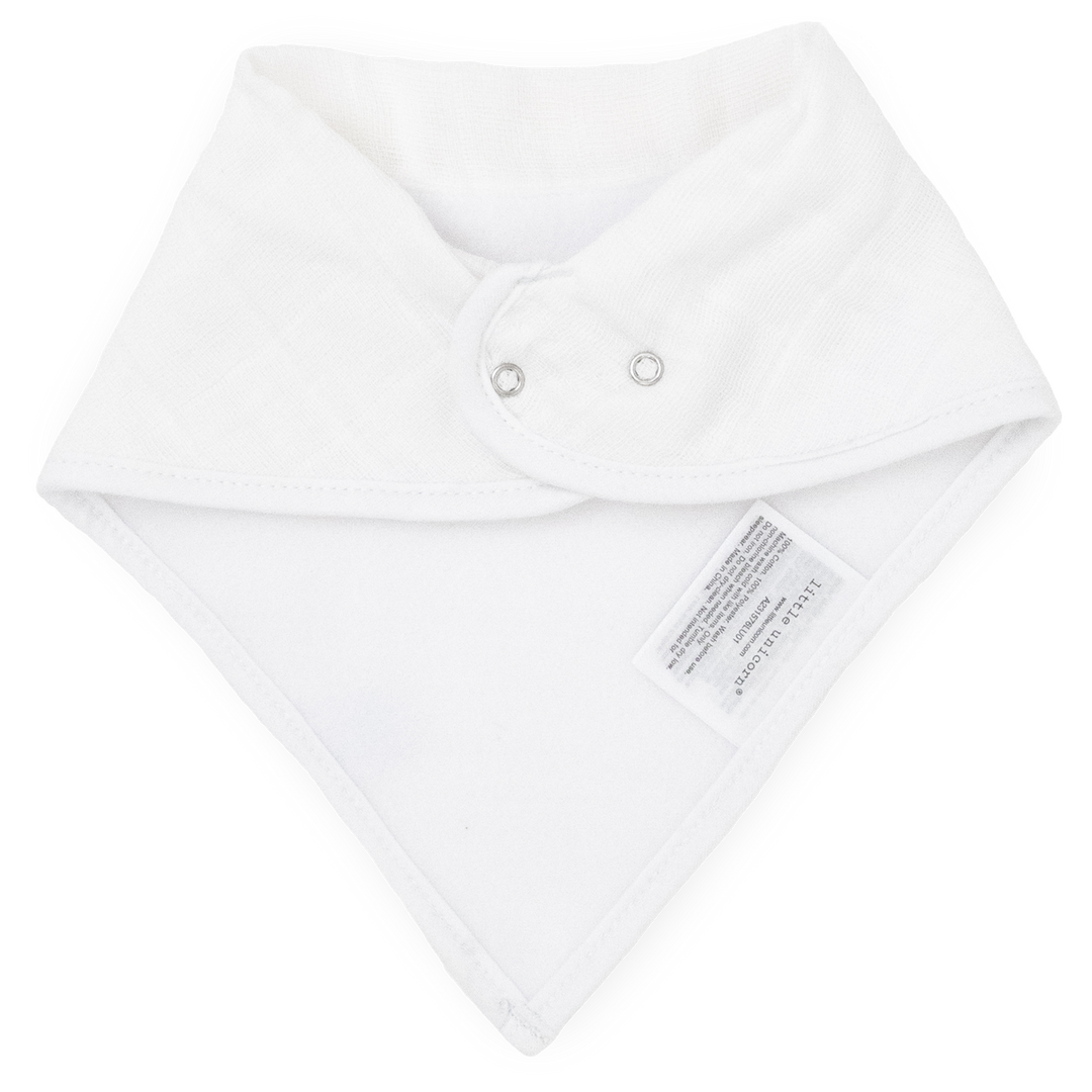 Little Unicorn Cotton Muslin + Fleece Bandana Bib 4-Pack | White