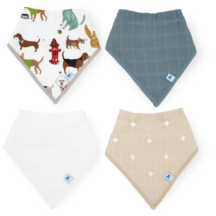 Little Unicorn Cotton Muslin + Fleece Bandana Bib 4-Pack | Woof